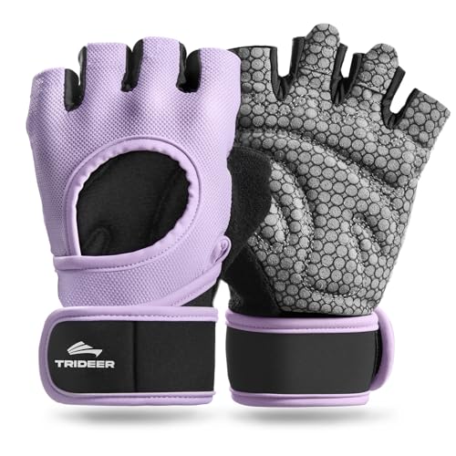 Trideer Weight Lifting Gloves for Women Men with Wrist Support, Workout Gloves Women Full Palm Protection for Gym Training, Fitness, Weightlifting & Pull Ups