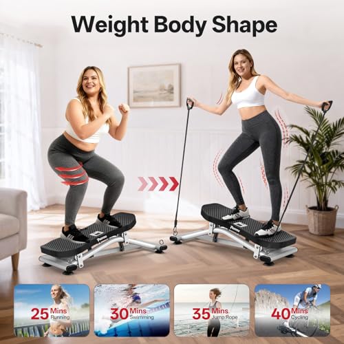 PASYOU Balance Board for Adults, Rock Stepper for Exercise at Home, Simulate Ski Machine with Resistance Band & LCD Display, 330lbs Weight Capacity, Ski Balance Trainer for Full Body