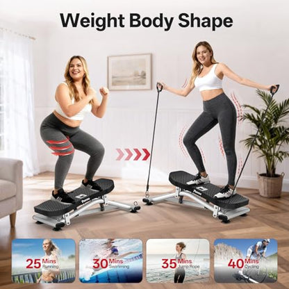 PASYOU Balance Board for Adults, Rock Stepper for Exercise at Home, Simulate Ski Machine with Resistance Band & LCD Display, 330lbs Weight Capacity, Ski Balance Trainer for Full Body