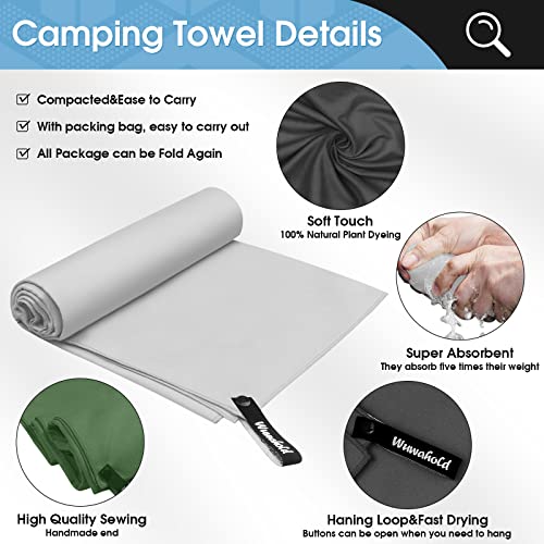 Camping Quick Dry Towel Set- 3 Pack, Soaking Up Sweat Microfiber Lightweight Sport Towels with Mesh Bag, Travel Towel Suitable for Camping, Beach, Gym, Yoga - size: 3P-24x48 inches