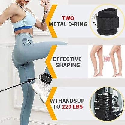 Ankle Straps Ankle Resistance Bands Wrist Cuffs Padded Straps Adjustable Fitness Glute Kickback D-Ring for Cable Machine Gym Foot Leg Training Brace Support 1 Pair