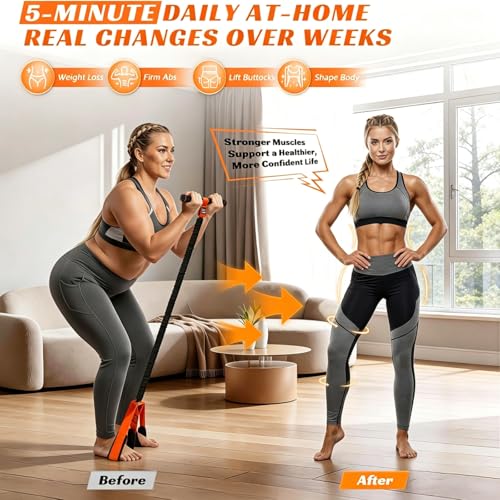 Pedal Resistance Band with Handle | Upgraded 55LBS Exercise Resistance Bands for Core, Abs, Legs, Glutes, Arms, Strength, Physical Therapy, Pilates, Sit Up Workout Equipment for Women Home Gym