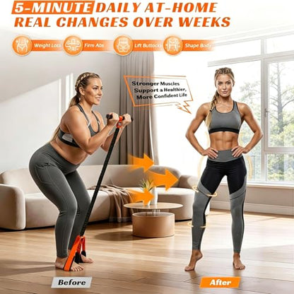 Pedal Resistance Band with Handle | Upgraded 55LBS Exercise Resistance Bands for Core, Abs, Legs, Glutes, Arms, Strength, Physical Therapy, Pilates, Sit Up Workout Equipment for Women Home Gym