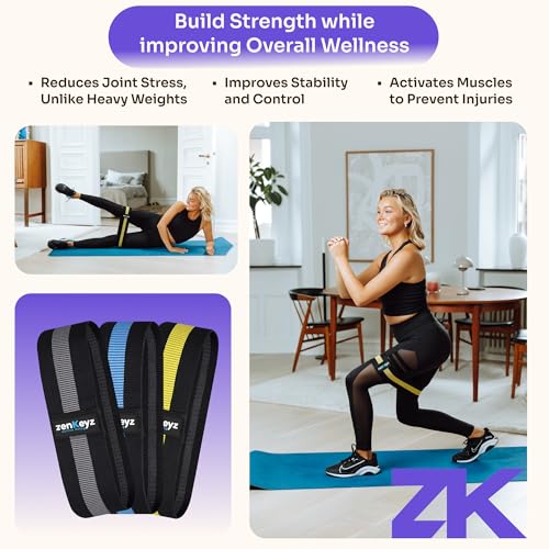 Resistance Fabric Booty Bands- 3 Working Out Hip Stretch Bands for Legs, Butt, Glutes- Exercise Loop Band for Workout, Stretching, Warm-Up, Strength Training, Squats, Build Glute & Muscle, Women & Men