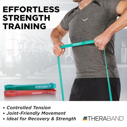 THERABAND High Resistance Band Set of 2, Light and Medium Loop, 15-25 lb - size: 2 Pack Easy (15-25 lbs)