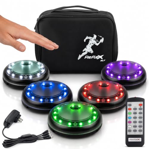 Reflexx RLT 2.1 Reaction Training Lights – Improve Reaction Time, Coordination & Focus – Adjustable Speed, Random Mode, Brightness & Sound Control – for Fitness, Rehab, Seniors & Athletes - style: Set of 6