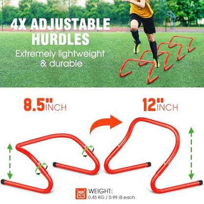 Agility Ladder Speed Training Equipment Set-20ft Agility Ladder,12 Soccer Cones,4 Hurdles, Jump Rope, Running Parachute| Basketball Football Soccer Training Equipment for Kids Youth Adults - color: yellow