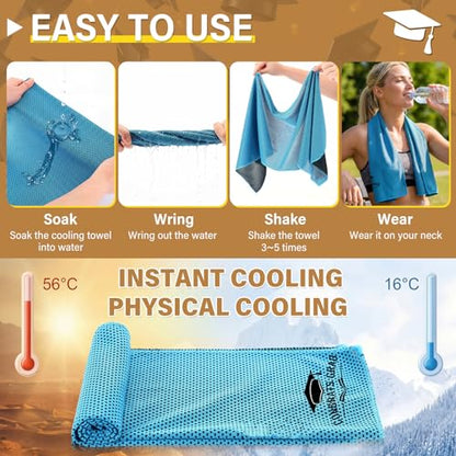4 Pack Graduation Gifts Cooling Towels (40"x12"), Soft Breathable Chilly Towel, Ice Towel, Microfiber Towels for Yoga, Sport, Running, Workout, Gym & More Activities Team Gift