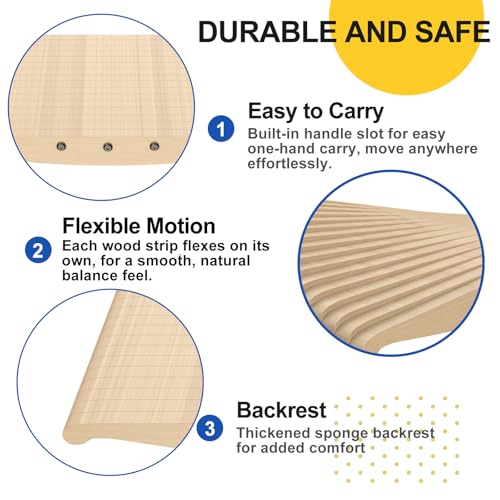 Wood Balance Board for Standing Desk - 360° Wobble Board for Anti-Fatigue & Core Strength Training - Anti-Slip Rocker for Surf, Skate & Ski Simulation, Supports 330lbs