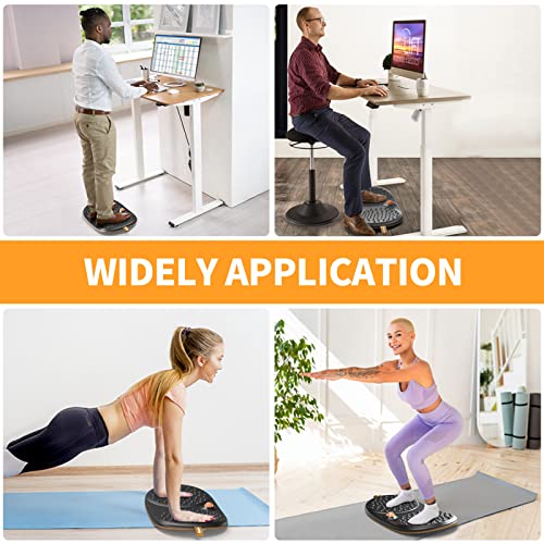 Trobing Standing Desk Mat Balance Board with Rollerball, Wooden Wobble Anti Fatigue Mat Balance Board for Standing Desk, Home Office Non-Slip Comfort Floor Mat to Relieve Foot, Knee, and Back Pain - color: A: Medium Black ( 21 inch ）