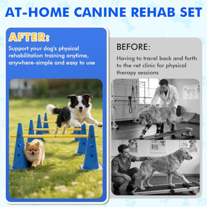 Wdmiya 18.9" Dog Agility Training Hurdle Cone Set with Adjustable Crossbar