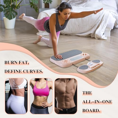 Multifunctional 5-in-1 Pilates Board – Ab Core Trainer with Push-Up Handles, Resistance Bands, Core Slider Pads, Massage Ball, Portable and Foldable Home Gym Fitness Equipment