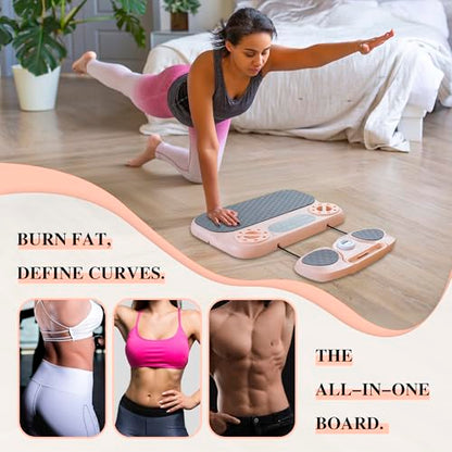 Multifunctional 5-in-1 Pilates Board – Ab Core Trainer with Push-Up Handles, Resistance Bands, Core Slider Pads, Massage Ball, Portable and Foldable Home Gym Fitness Equipment