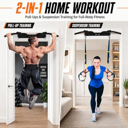 Wall Mounted Pull Up Bar - Heavy Duty Chin Up Bar, Pull-Up Bar for Garage, Joist, Wall Mount - Multifunctional Fitness Bar, Supports up to 600 Lbs - color: Black