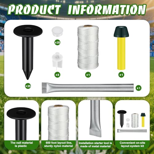 1 Set Soccer Field Marking Kit Athletic Field Layout Systems Kits for Football, Baseball, Soccer & Other Sports Supplies, Perfect for Striping Straight Lines