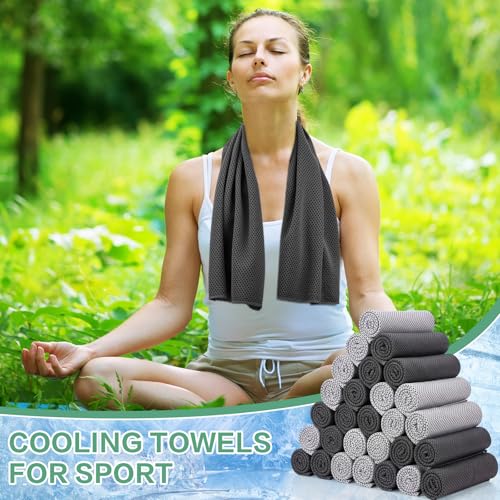 BBTO 80 Pcs 32 x 12 Inch Microfiber Cooling Towels, Ice Cold Towel for Neck and Face Breathable Chilly for Yoga, Sport, Gym, Workout, Camping and More Activities(Dark Gray and Light Gray)