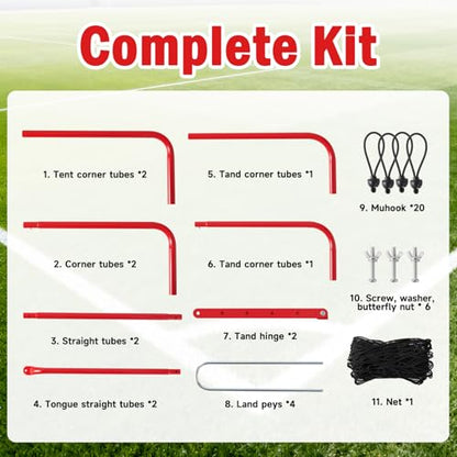 Soccer Rebounder Net, Adjustable Angle Football Training Equipment with Steel Frame, Portable Folding Rebound Net for Passing and Control Practice, Easy Setup Outdoor Sports Gear for Youth and Adults