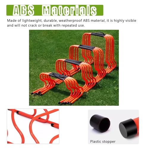 Football Hurdles Soccer Training Agility Hurdles, 5 Pack Different Height Mini Speed Hurdles with Carry Strap, Portable Workout Jumping Hurdles Obstacles Bar