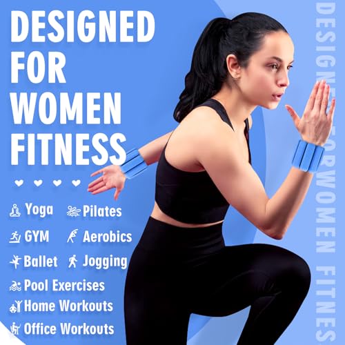 Wrist Weights, 2Pack Adjustable Wearable Wrist Ankle Weights for Women/Men, Silicone Wrist Bangles for Walking, Yoga, Pilates, and Gym, Arm & Leg Workout, 2lb - color: Blue