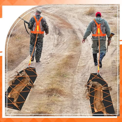 2 Pcs Deer Drag Sled, Heavy Duty Deer Drag Harness Thickened Tear-Resistant Hunting Sled with Ropes Hauling Hunting Gear Accessories for Antelope Elk Duc Ice Fishing Camping Gift for Men