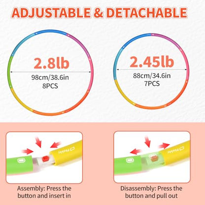 Weighted Exercise Hoop for Adults, 2.2lb&2.8lb Adjustable Fitness Hoop, 8 Detachable Hoop Sections with Jump Rope & Storage Bag, Home Gym Workout - style: Pro 2.8lb