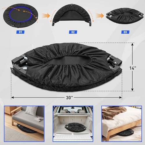 HYD-Parts 40" 48" Mini Trampoline for Adults and Kids Exercise Rebounder with Adjustable Bar Fitness Trampoline Indoor Max Load 330 440lbs - color: Blue-40in