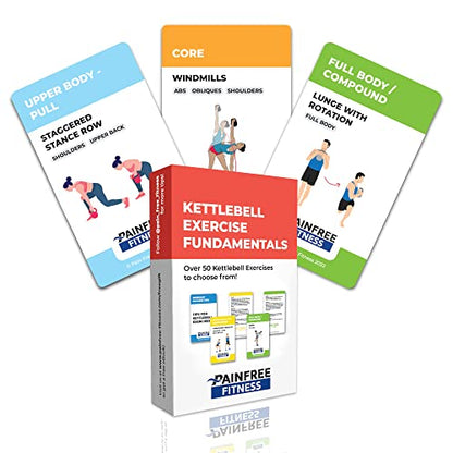 50 Kettlebell Workout Cards Deck 3x5''- Fundamental Exercise Cards for Home Workouts - Suitable for Safe Power Training, Strength Training - Bend & Tear-Resistant