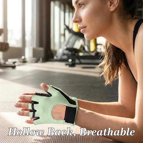 Workout Gloves for Women Lightweight Sweat-Wicking Breathable Gym Gloves with Silicone Grip, Padded Palm for Light Training Dumbbells, Cycling, Yoga, Pilates, Everyday Fitness