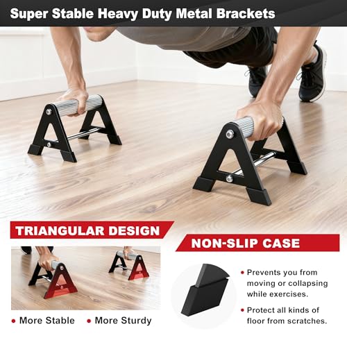 Push Up Bar - Heavy-Duty Stainless Steel Pushup Stands with Non-Slip Base, 660LB Capacity, Portable Home Gym Equipment for Strength Training & Floor Workout