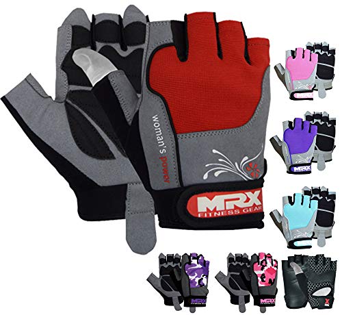 MRX BOXING & FITNESS Weight Lifting/Exercise Grip Gloves for Women, Great for Workouts, Weight Training and More, Pro Series - color: Red, size: Medium
