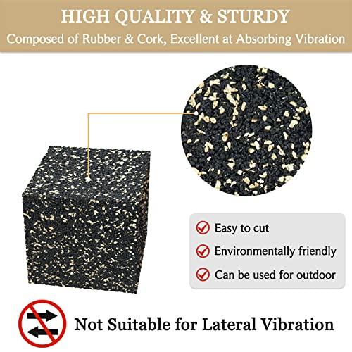 Subwoofer Isolation Pad - 4 Pcs 2 X 2 X 2 Inches Bass Reduction Floorstanding Speakers Mat Riser - Thick Large Rubber Cork Anti Vibration Pads for Heavy Machine Equipment Studio Monitor Stands