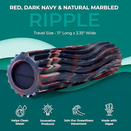 Oceanfoam Ripple Small Foam Roller (Red, Dark Navy & Natural Marbled) - color: Red, Dark Navy & Natural Marbled