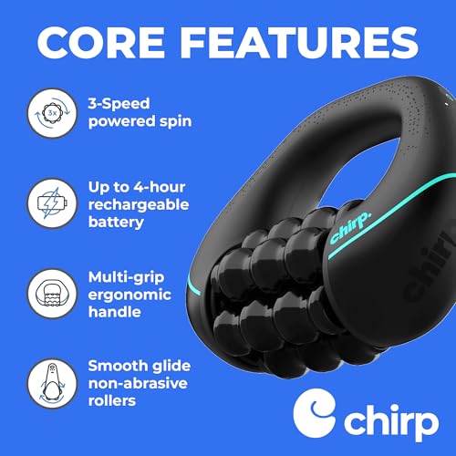 Chirp RPM Mini - Rolling Percussive Massager, Percussive Therapy, Whole Body Relief, Deep Tissue and Muscle Recovery, Percussion Massage, Rechargeable, Hands-Free Base, Powerful, 3-Speed Spin - style: RPM Mini