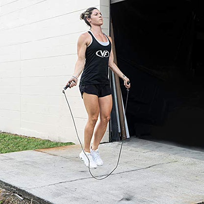 Valor Fitness Adjustable Speed Rope - Speed Jump Rope with Ball Bearings and Non-Kinking Cable – Ideal for Cross Training and Other High Intensity Workouts with Skipping Rope - style: 4.0mm Cable