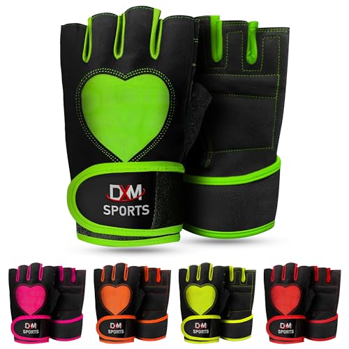 DXM SPORTS Workout Gloves for Women with Wrist Support - Weight Lifting Gloves for Gym, Cycling, Training - Exercise Gloves for Women - color: Green, size: Small