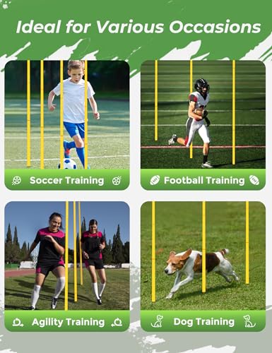 SEAOTTER Soccer Agility Training Poles, 6/10/20Pcs 6FT Adjustable Detachable Sports Speed Training Sticks, Practice Equipment Accessories for Football, Slalom & Rugby, Bending Poles for Horses - size: 6 pack