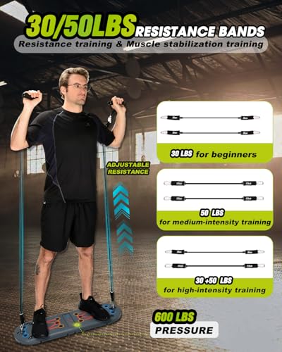 Hikeen Home Workout Equipment to Help Achieve Fitness Goals, 27-in-1 Portable Gym Exercise Equipment with Compact Push-Up Board, Resistance Bands, Ab Roller Wheel, and Pilates Bar, Master Your Workout