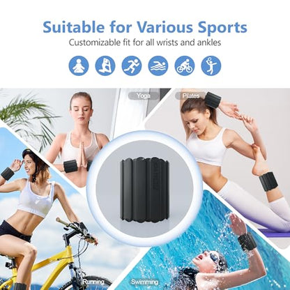 Wrist and Ankle Weights for Women & Men 2 Pack (1lb Each), Adjustable Silicone Wearable Arm & Leg Weights for Pilates, Gym, Yoga, Cardio, Strength Training - color: Magnetic Black