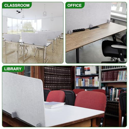 DoubleFill 2 Pack Acoustic Desk Divider Partition 23.6 x 47.2 Stand up Freestanding Privacy Panel Noise Visual Distractions Reducing Table Divider for Student Reception Area Office(Beige)