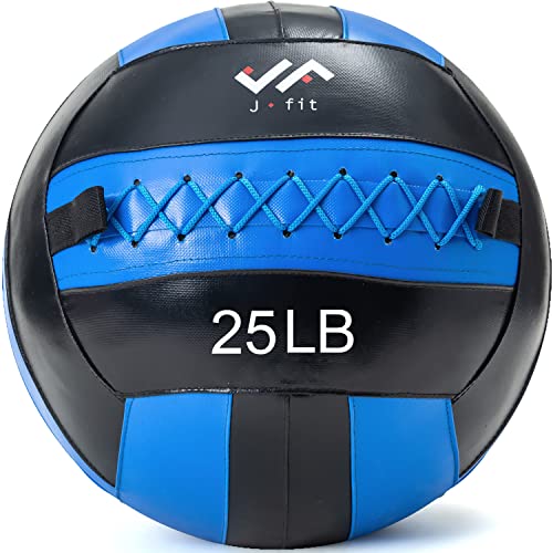 JFit Wall Ball – Premium Soft Weighted Exercise Ball for Strength, Conditioning, Gym & Home Workouts, 4-30 LB - color: Blue/Black, style: 25-Pound