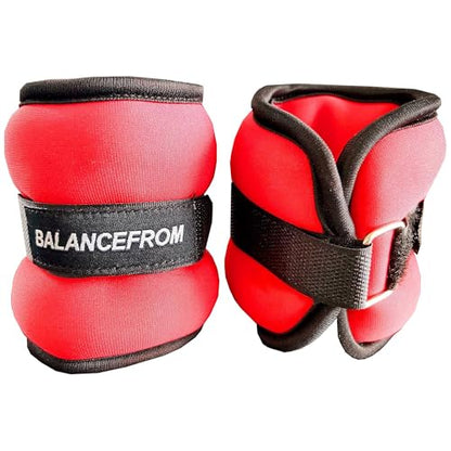 Fitvids Fully Adjustable Ankle Wrist Arm Leg Weights, 1-20LBS, Multiple Options - style: 5 lbs each (10-lb pair), Red