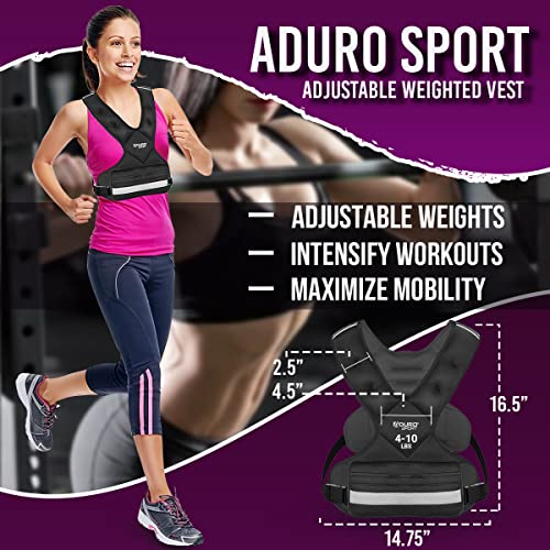 "Aduro Sport Adjustable Weighted Vest Workout Equipment, 4-10lbs/11-20lbs/20-32lbs/26-46lbs Body Weight Vest for Men, Women, Kids" - style: 4-10 Pounds (1.81KG-4.53KG)