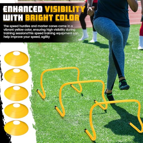 Gemscream 12 Pcs 12 Inch Agility Hurdles Training Equipment Agility Hurdles and Marker Cone Set Disc Cones Speed and Training Obstacle for Athletes Sports Soccer Football Tennis Basketball