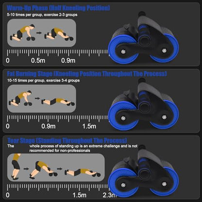 Abdomina Roller Workout Exerciser Equipment , Automatic rebounds Abdominal Wheel , Abdominal Roller Machine with Knee Pad for Abdominal Core Strength Training , Home Gym Fitness for Men Women(Blue)