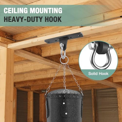 Heavy Bag Hangers Brackets, Heavy Duty Swing Hangers, Swing Set Accessorie for Indoor Outdoor Playground, with 4 Wood Screws and 4 Expansion Bolts (Black, 4 Holes Ceiling Anchor)
