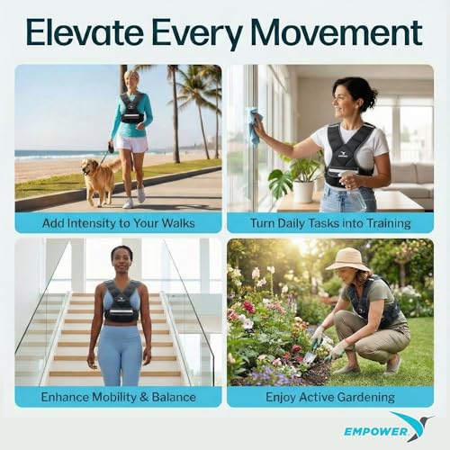 EMPOWER Weighted Vest for Women with Reflective Strips – Fixed 8lbs, Adjustable 4-10lbs (4 in1) or Adjustable10-16lbs (4 in 1), Strengthen Muscles, Boost Bone Health, and Burn More Calories for Workout - Rucking Vest - style: 16lb adjustable weight vest