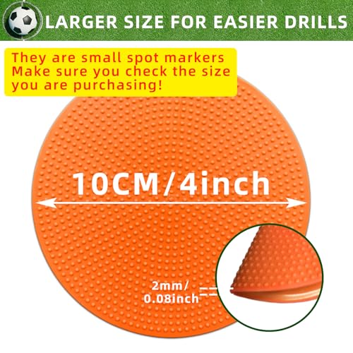 Poly Spot Markers 4inch/9 inch Non-Slip Rubber Agility Markers Flat Field Cones Floor Dots for Football, Soccer, Basketball Training Markers, School Activities, Exercise Drills, Social Distancing - style: 4 inch 36Pcs(Red-orange)