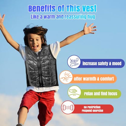 Weighted Vest for Kids, Sensory Support for Children with 2lb Weights, Breathable & Washable for Active Play (Grey) - size: Large(Ages 9-13)