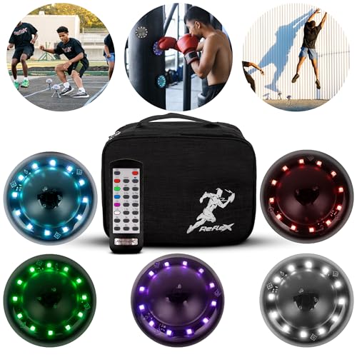 Reflexx RLT 2.1 Reaction Training Lights – Improve Reaction Time, Coordination & Focus – Adjustable Speed, Random Mode, Brightness & Sound Control – for Fitness, Rehab, Seniors & Athletes - style: Set of 1