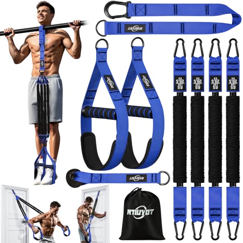 Pull Up Bands, Heavy Duty Resistance Bands with Handle, Workout Bands for Pull Up Bar, Pullup Assist Band Set for Exercise, Full Body Workout, Home Gym for Enhanced Strength, Muscle Training - color: Blue